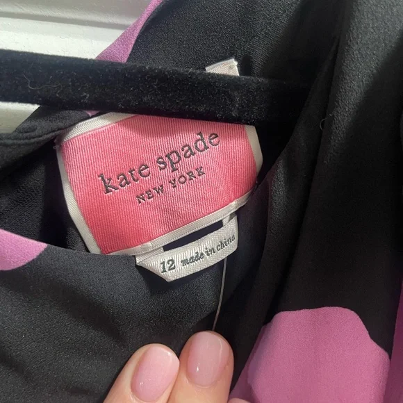 NWT- Kate Spade Black Dress with Pink Floral Design - Picture 7 of 12
